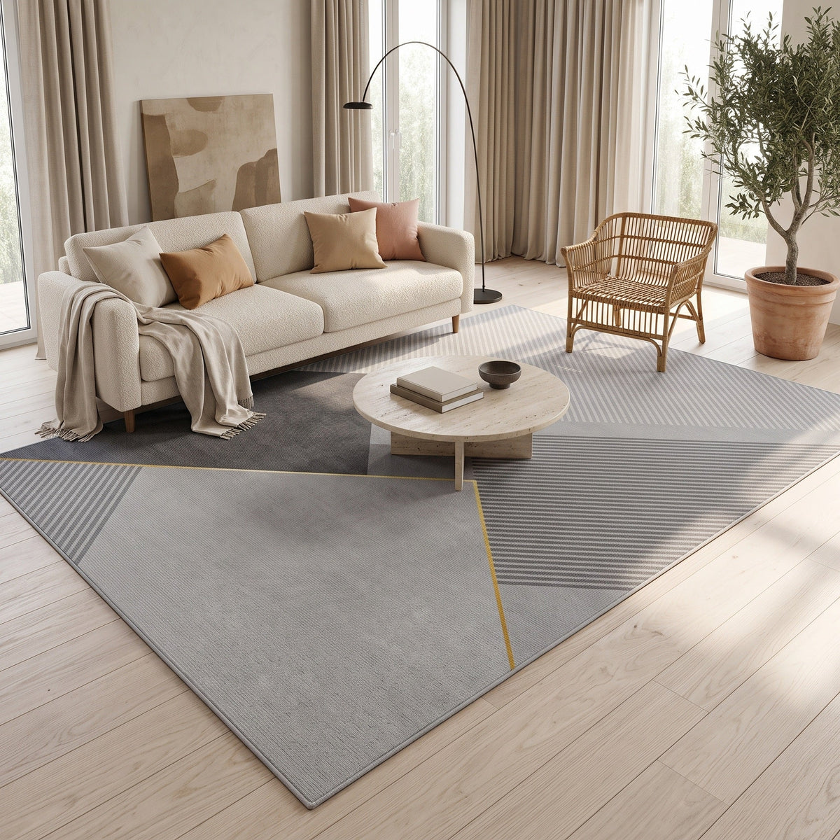 Tapis géométrique Nolvenis dans un salon