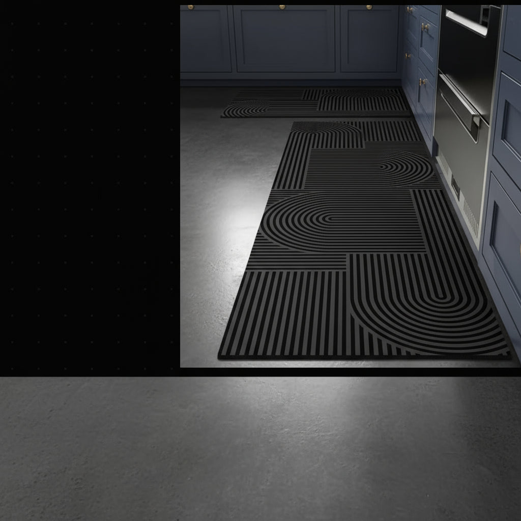 Tapis long cuisine minéral anti-dérapant luxe