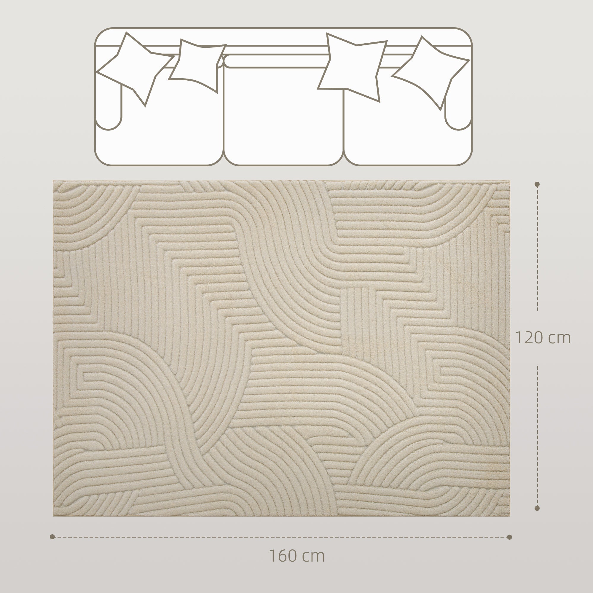 Tapis de Salon Homcom 160x120 cm - Crème