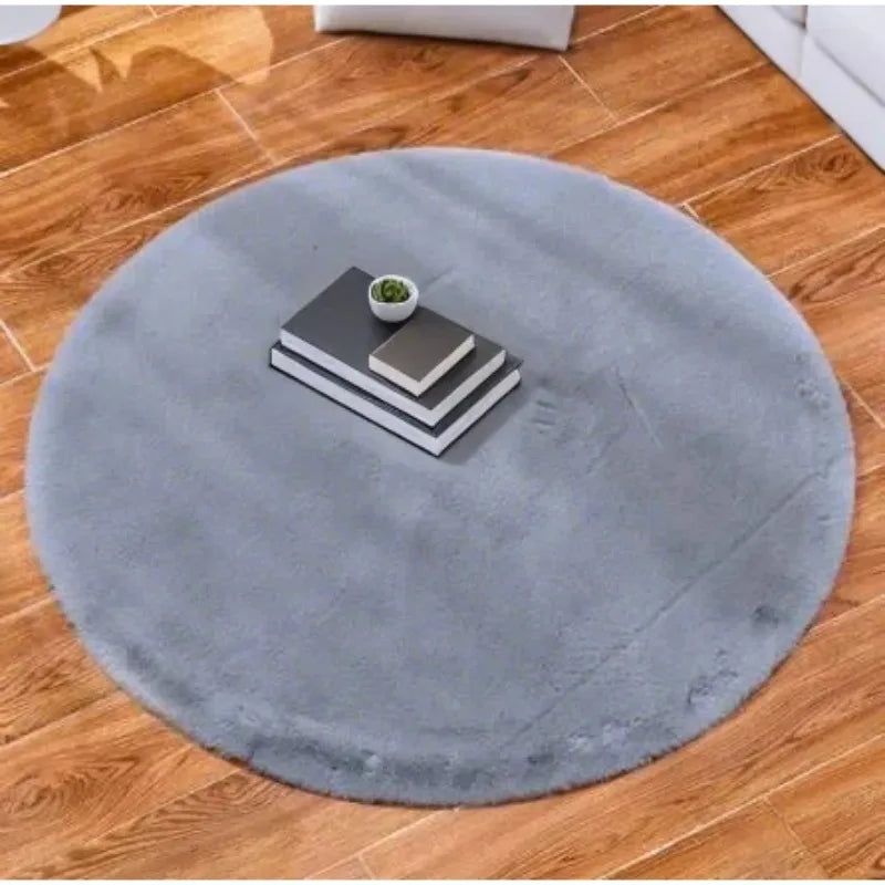 Tapis Rond Fourrure Blanc
