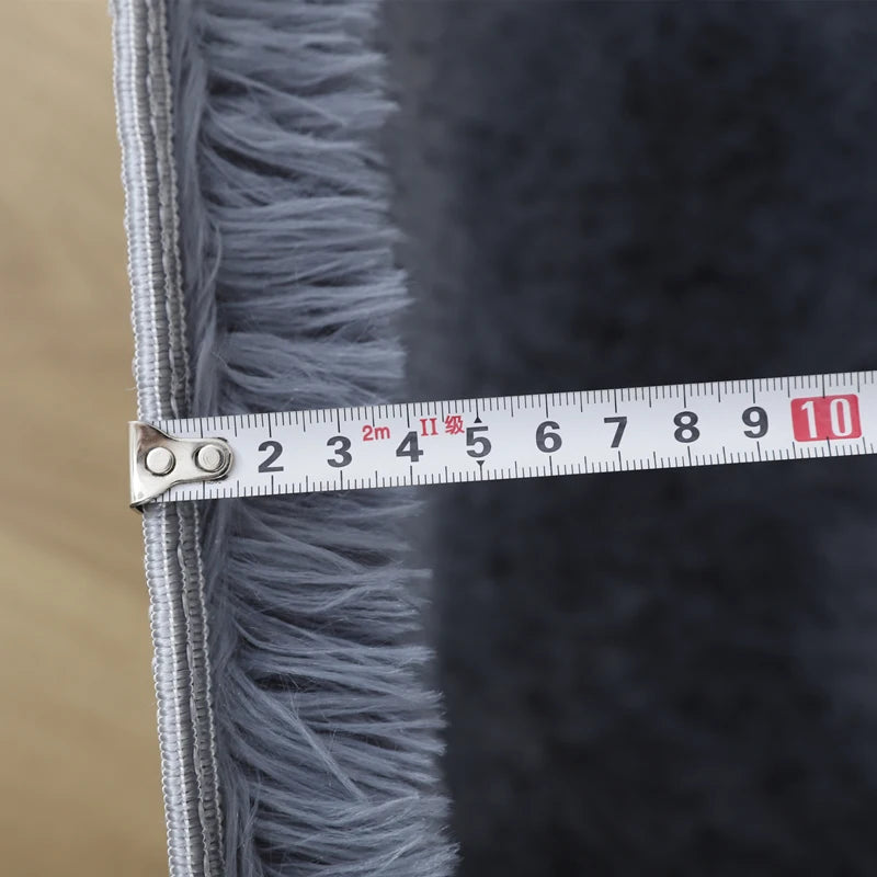 Tapis Salon Poils Longs Gris