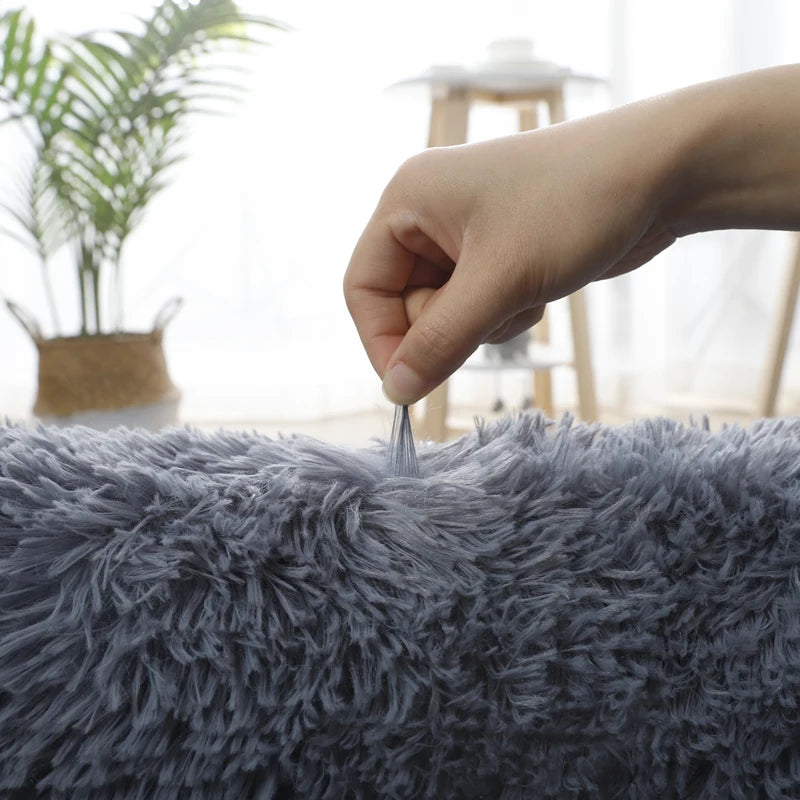Tapis Salon Poils Longs Blanc
