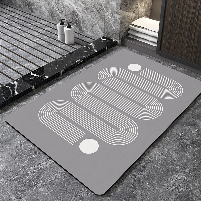 Nordic Geometric Diatomite Bath Mat Bathroom Super Absorbent Foot Mats Non Slip Quick Dry Toilet Shower Toilet Room Rugs Doormat