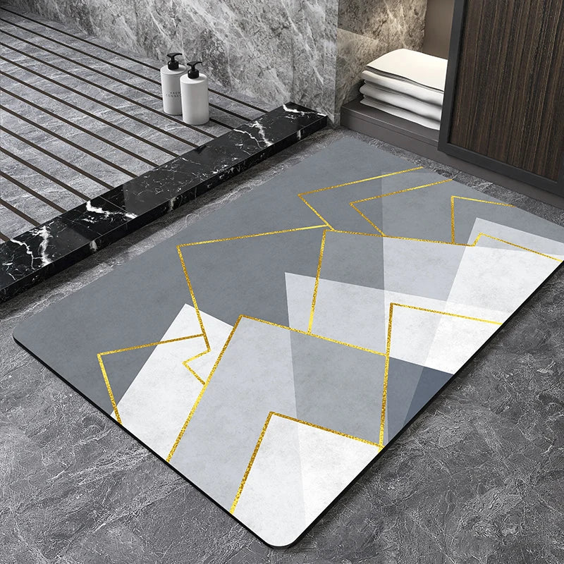 Nordic Geometric Diatomite Bath Mat Bathroom Super Absorbent Foot Mats Non Slip Quick Dry Toilet Shower Toilet Room Rugs Doormat