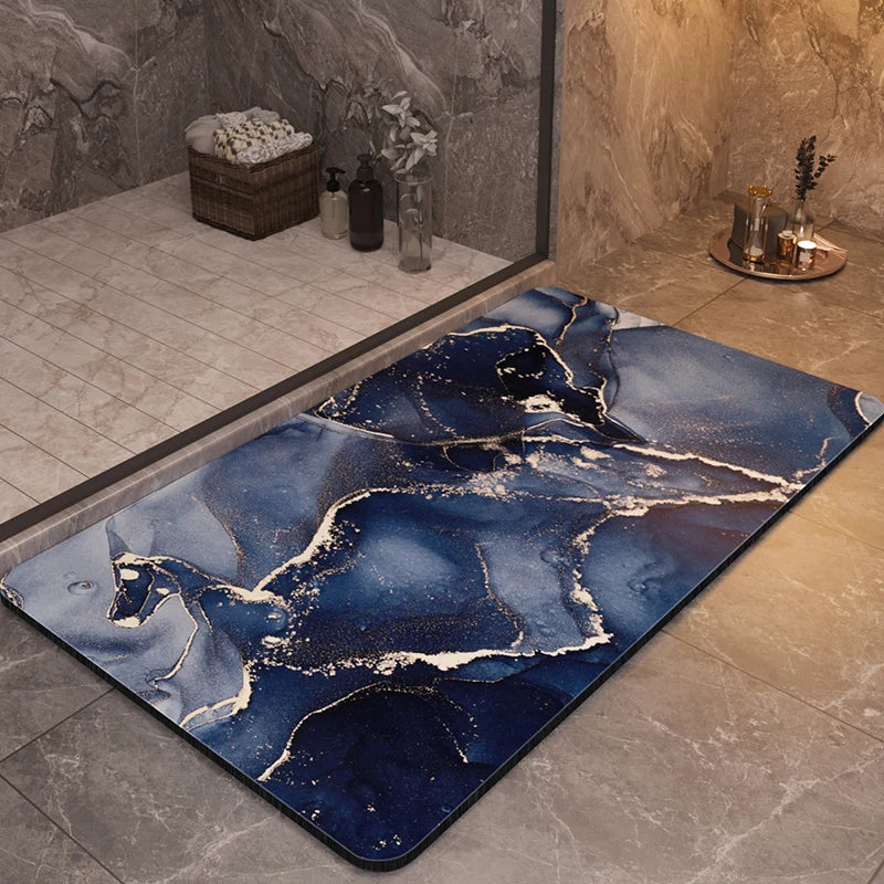 Tapis de Bain Terre de Diatomées - Marbre Bleu Nuit et Or