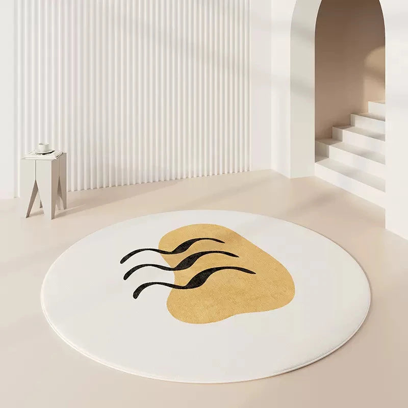 Tapis rond imitation cachemire luxe minimaliste