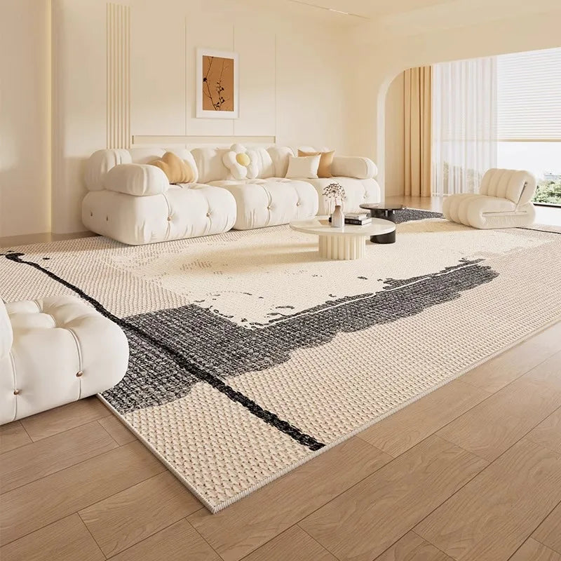 Tapis salon crème doux minimaliste luxe
