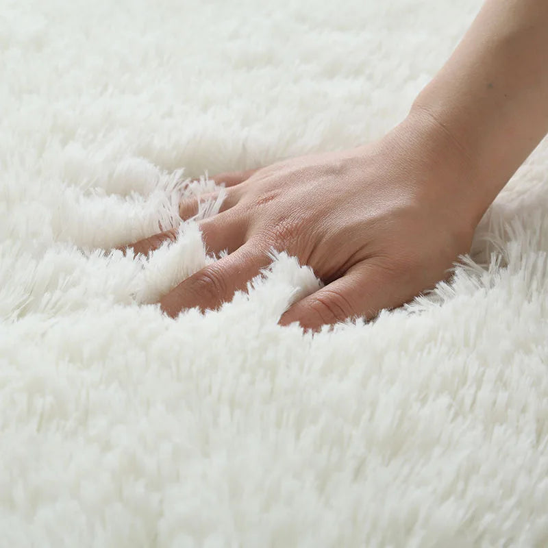 Tapis Poils Longs Gris Argenté
