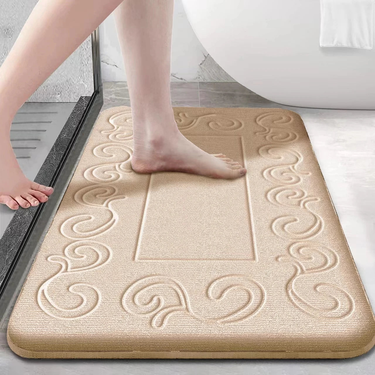 Tapis Salle de Bain Ultra Doux Noir