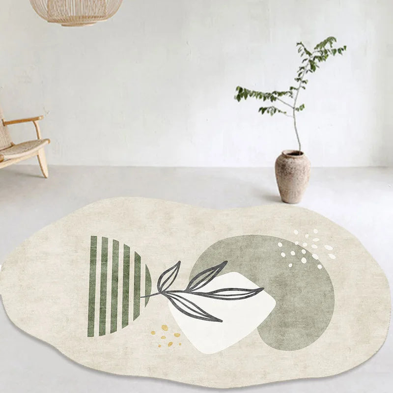 Tapis Organique Lignes Vert Sauge - Salon