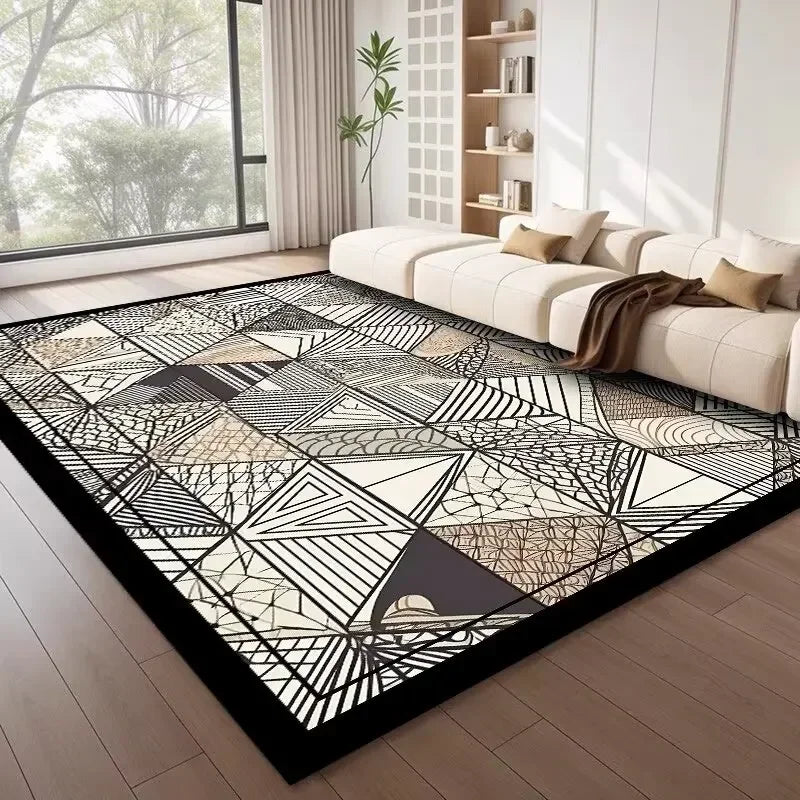 Tapis salon nordique géométrique luxe