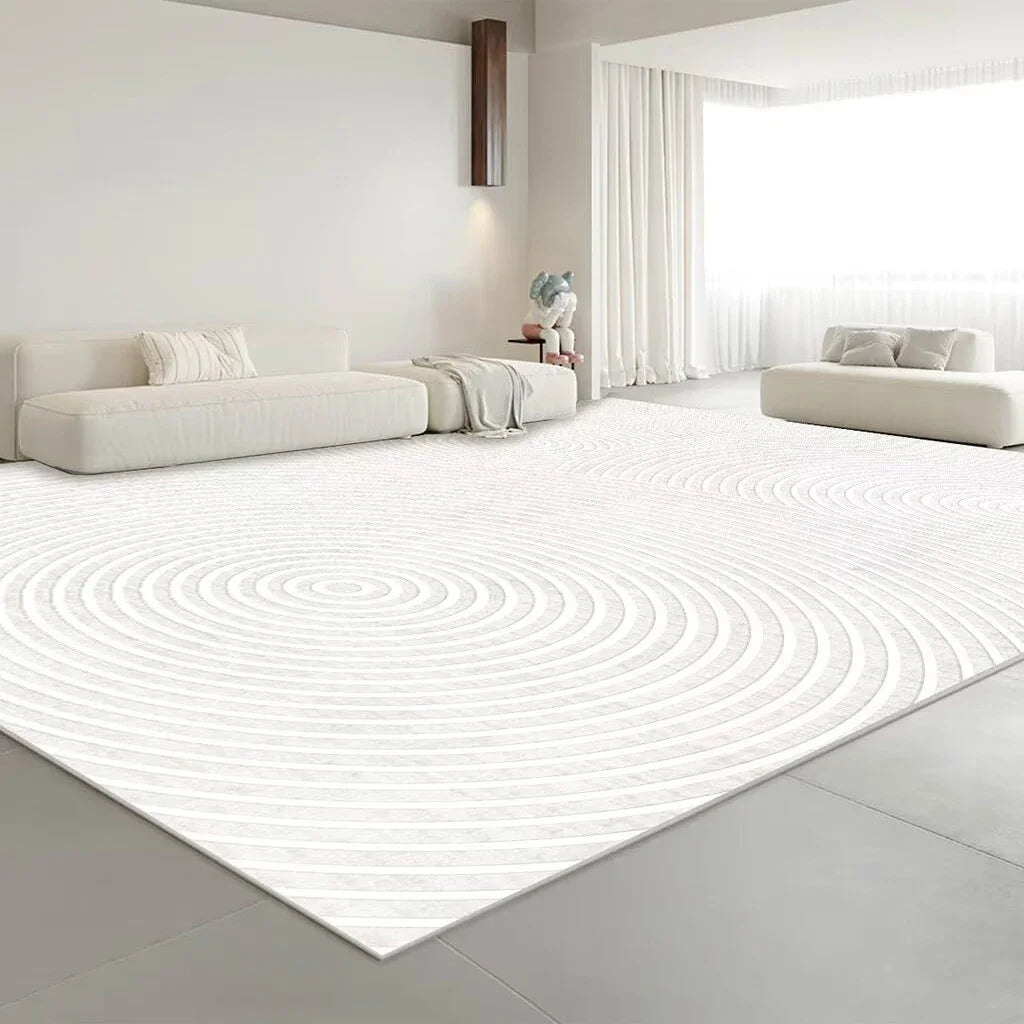 Tapis Minimaliste Blanc Beige Modèle 1