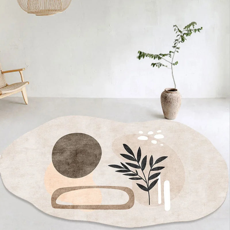Tapis Rond Organique Duo Anthracite - Salon