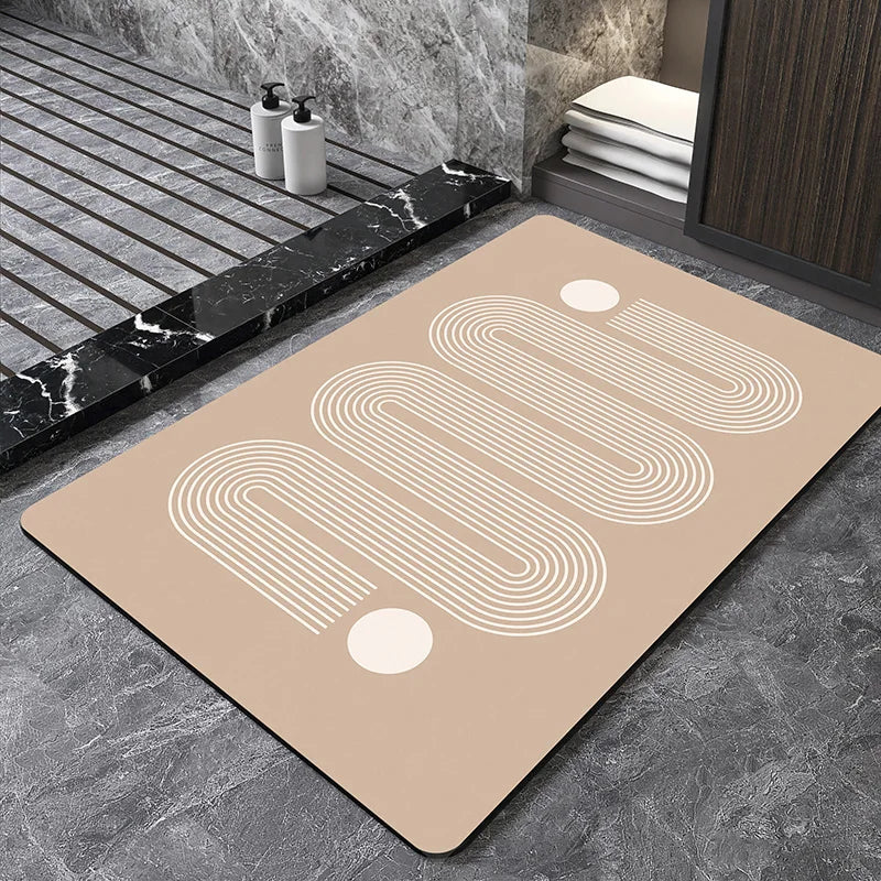 Nordic Geometric Diatomite Bath Mat Bathroom Super Absorbent Foot Mats Non Slip Quick Dry Toilet Shower Toilet Room Rugs Doormat