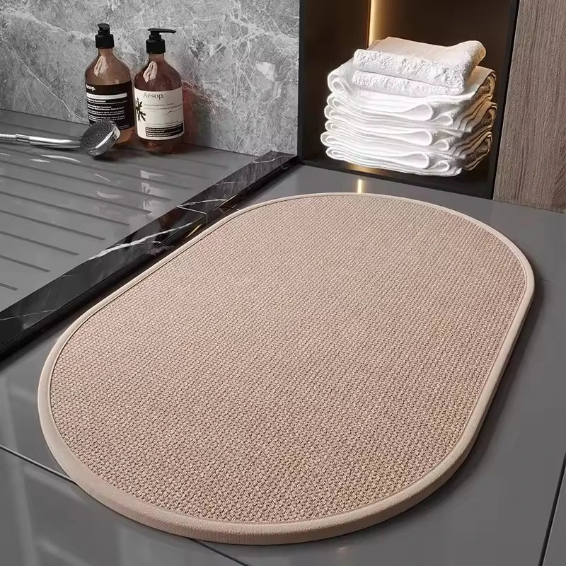 Tapis salle de bain lin naturel absorbant luxe