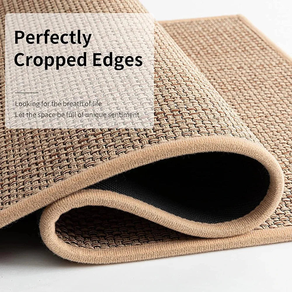 Tapis cuisine faux sisal tressé anti-dérapant luxe