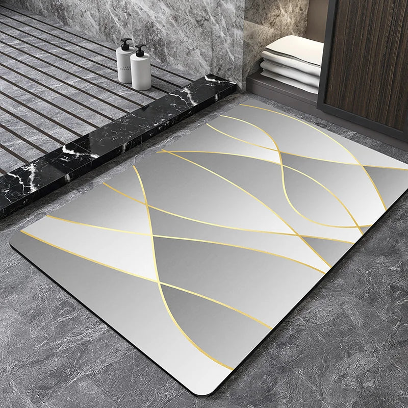 Nordic Geometric Diatomite Bath Mat Bathroom Super Absorbent Foot Mats Non Slip Quick Dry Toilet Shower Toilet Room Rugs Doormat