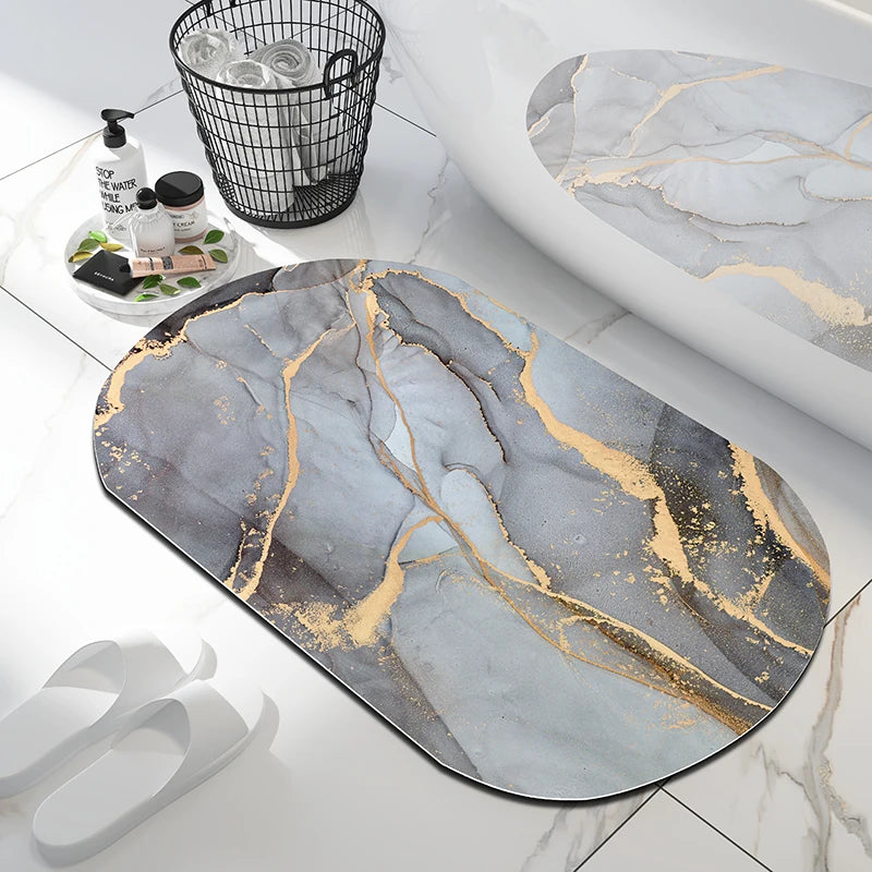 Tapis de Bain Marbre Nordique - Gris Perle