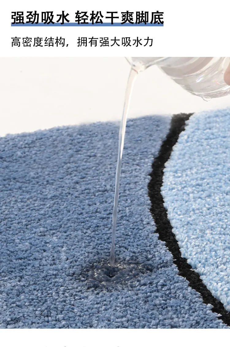 Tapis de Bain Microfibre Ultra-Doux - Bleu