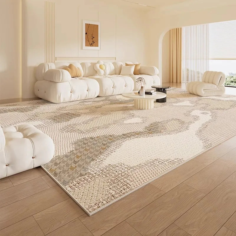 Tapis salon crème doux minimaliste luxe