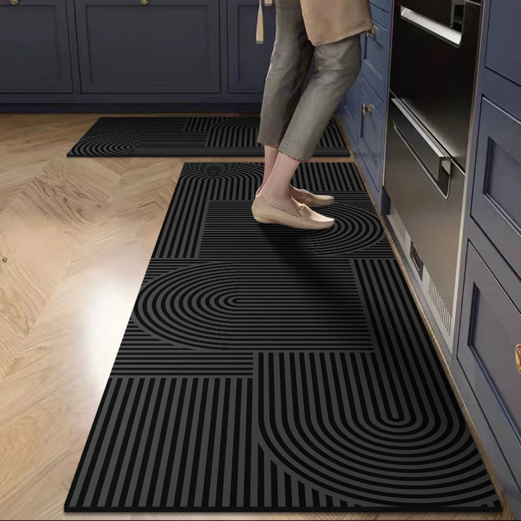 Tapis long cuisine minéral anti-dérapant luxe