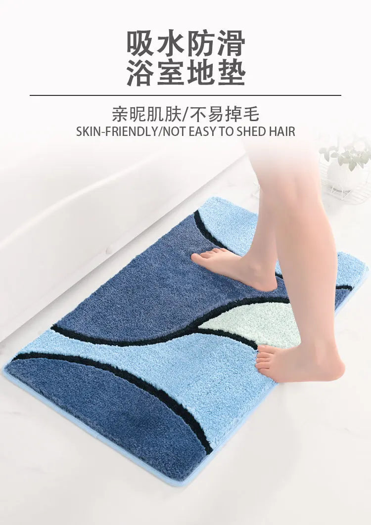Tapis de Bain Microfibre Ultra-Doux - Bleu