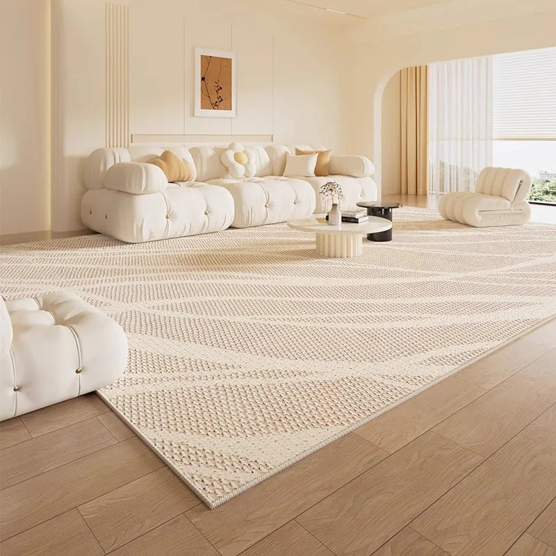 Tapis salon crème doux minimaliste luxe
