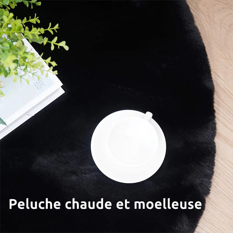 Tapis Rond Fourrure Café