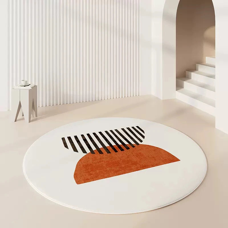 Tapis rond imitation cachemire luxe minimaliste