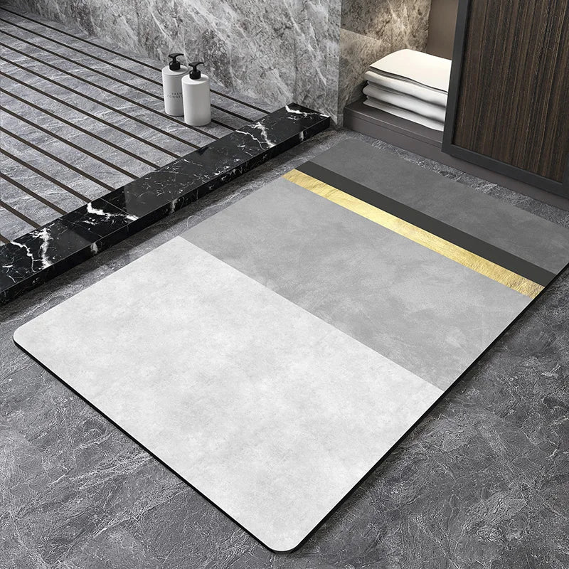 Nordic Geometric Diatomite Bath Mat Bathroom Super Absorbent Foot Mats Non Slip Quick Dry Toilet Shower Toilet Room Rugs Doormat