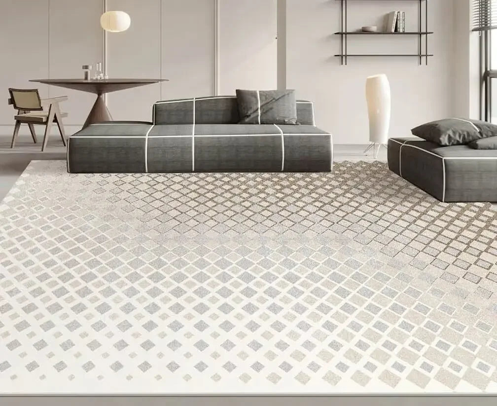 Tapis Minimaliste Blanc Beige Modèle 12