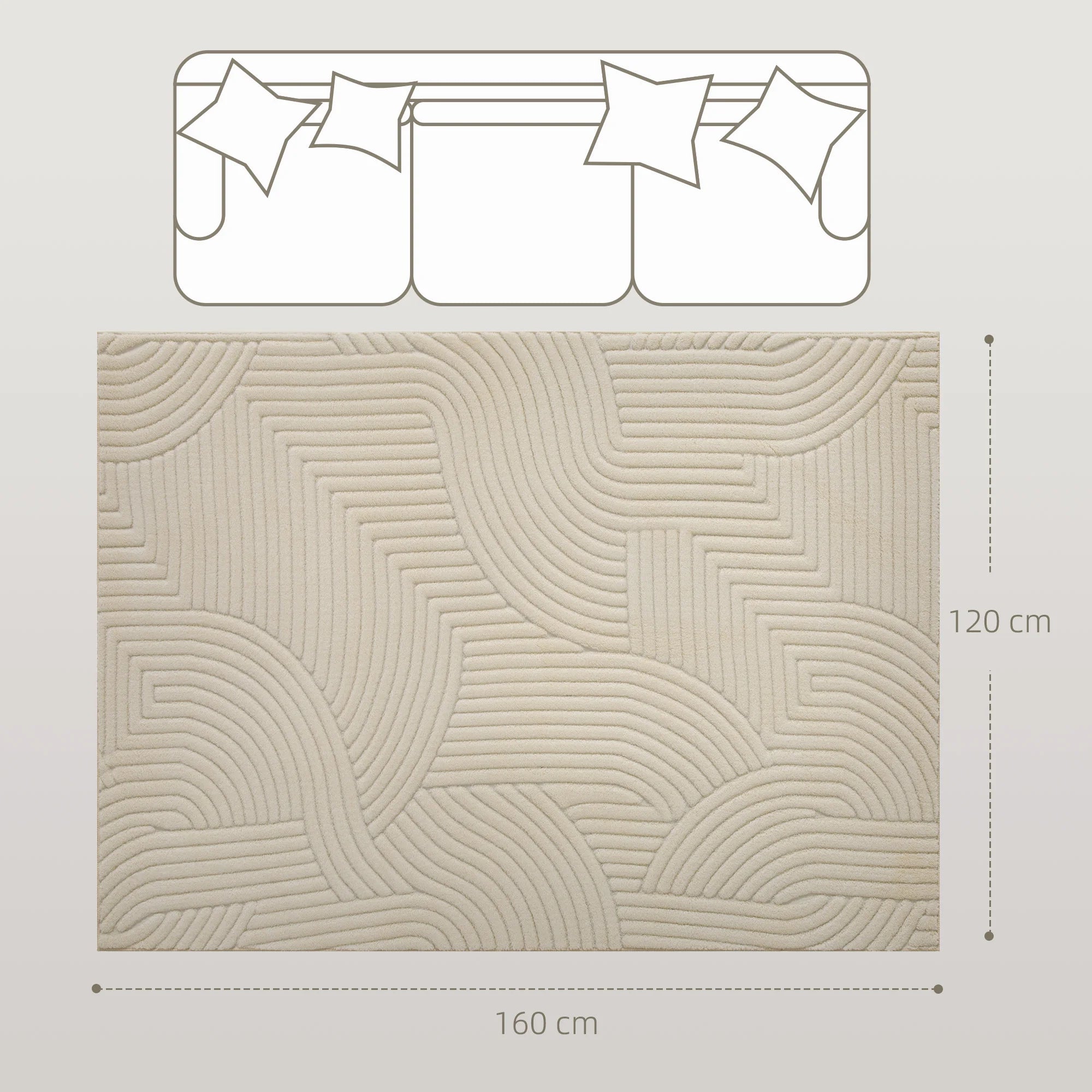 Tapis de Salon Homcom 160x120 cm - Crème