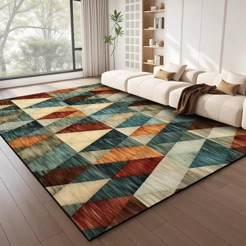 Tapis salon nordique géométrique luxe