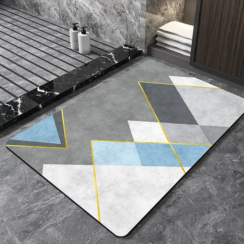 Nordic Geometric Diatomite Bath Mat Bathroom Super Absorbent Foot Mats Non Slip Quick Dry Toilet Shower Toilet Room Rugs Doormat