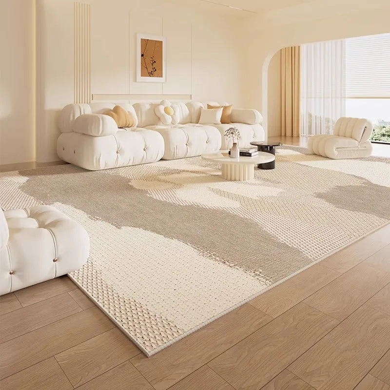 Tapis salon crème doux minimaliste luxe