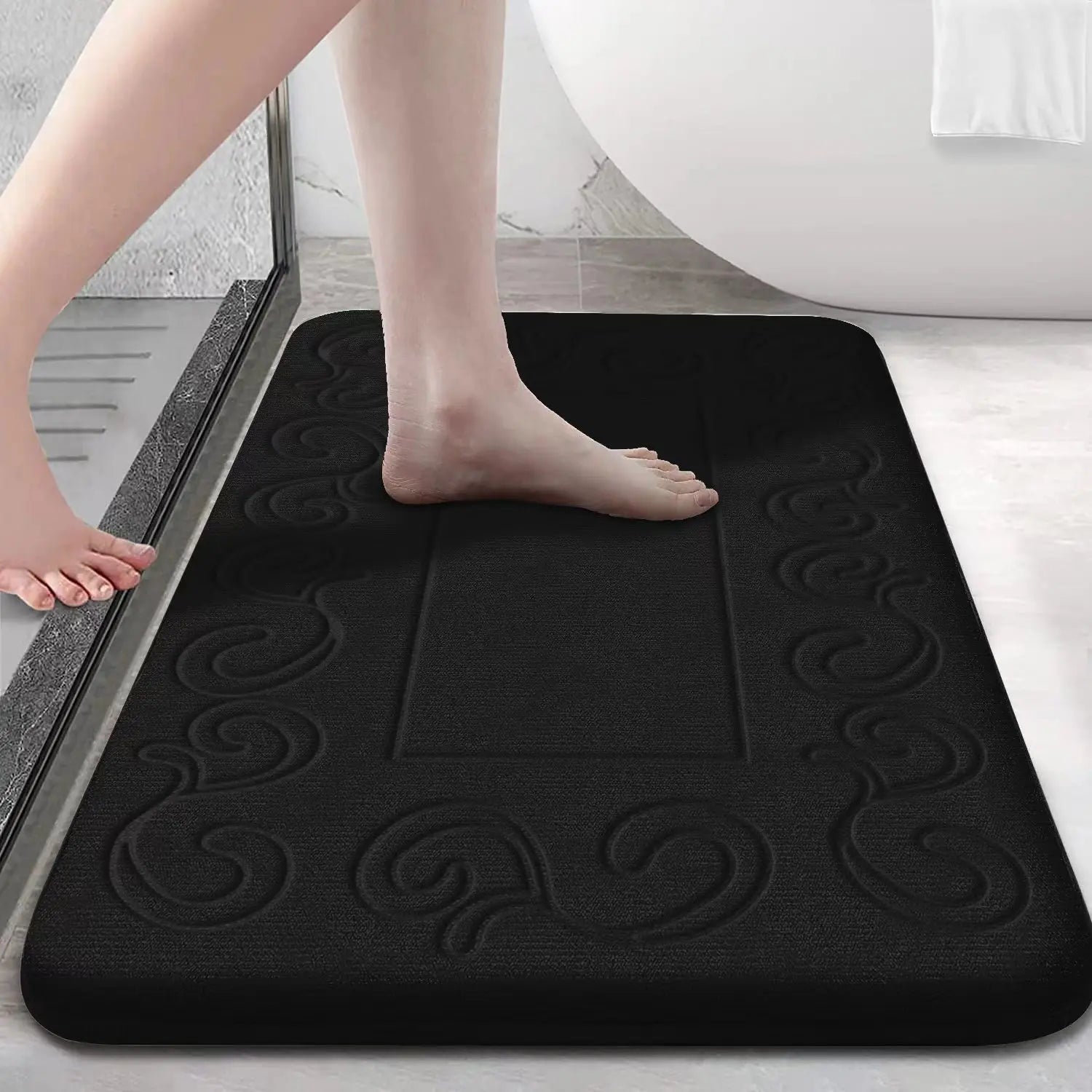Tapis de Bain Antidérapant Absorbant - Noir