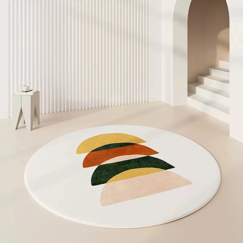Tapis rond imitation cachemire luxe minimaliste