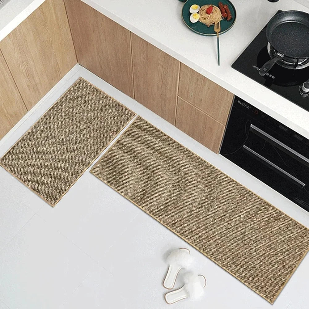 Tapis cuisine faux sisal tressé anti-dérapant luxe
