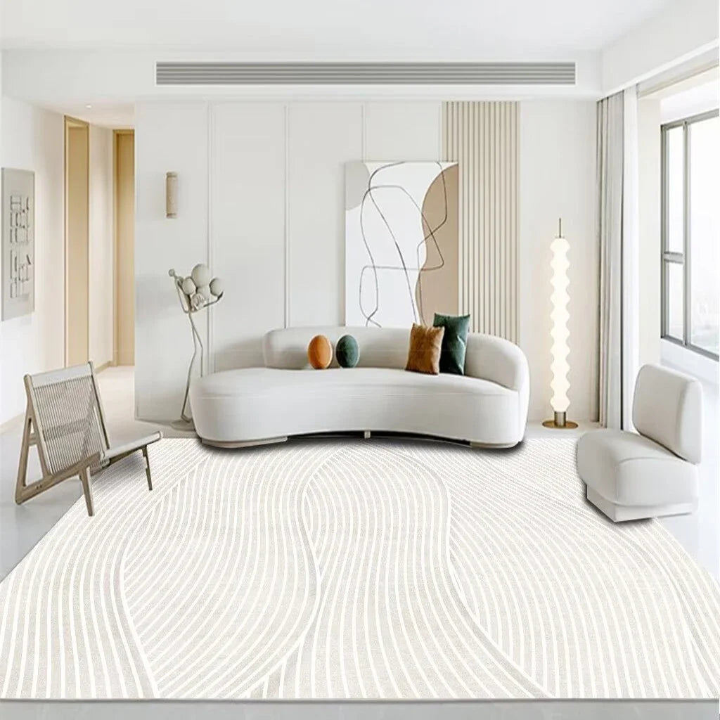 Tapis Minimaliste Blanc Beige Modèle 2