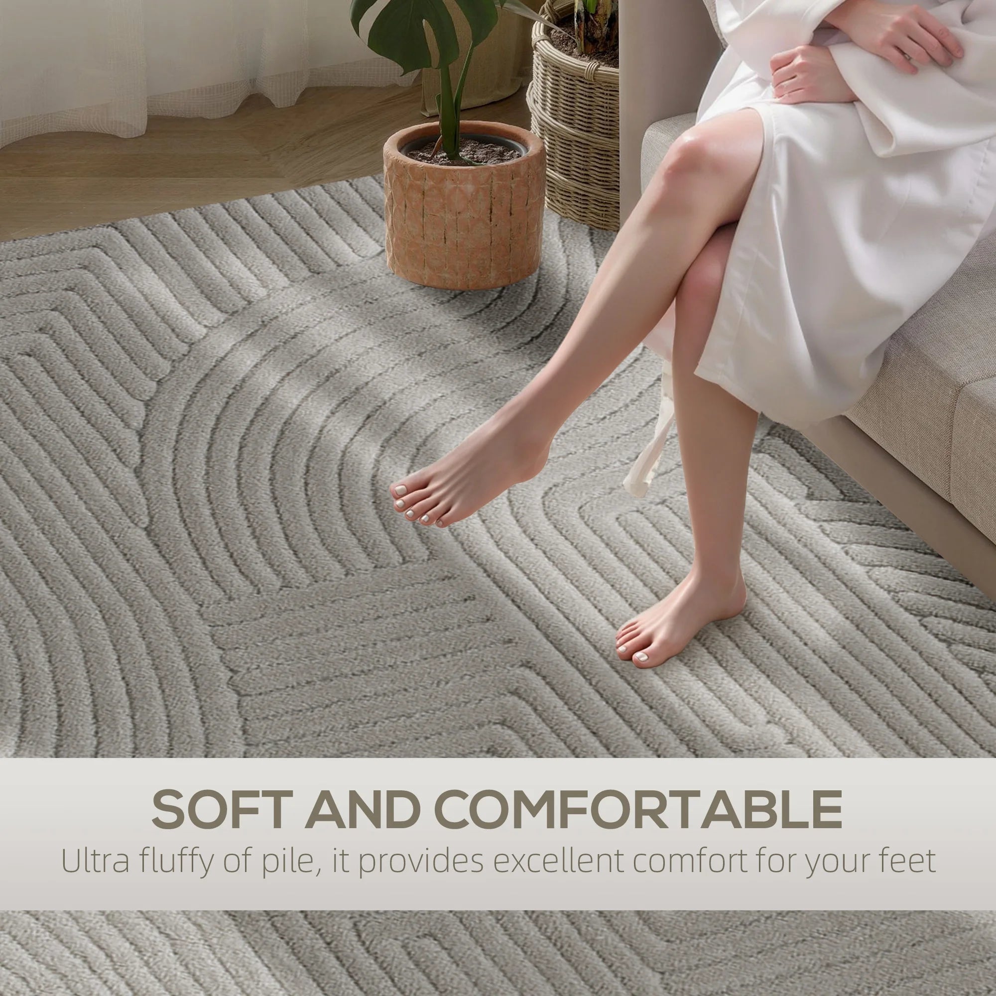 Tapis de Salon Homcom 160x120 cm - Gris Clair
