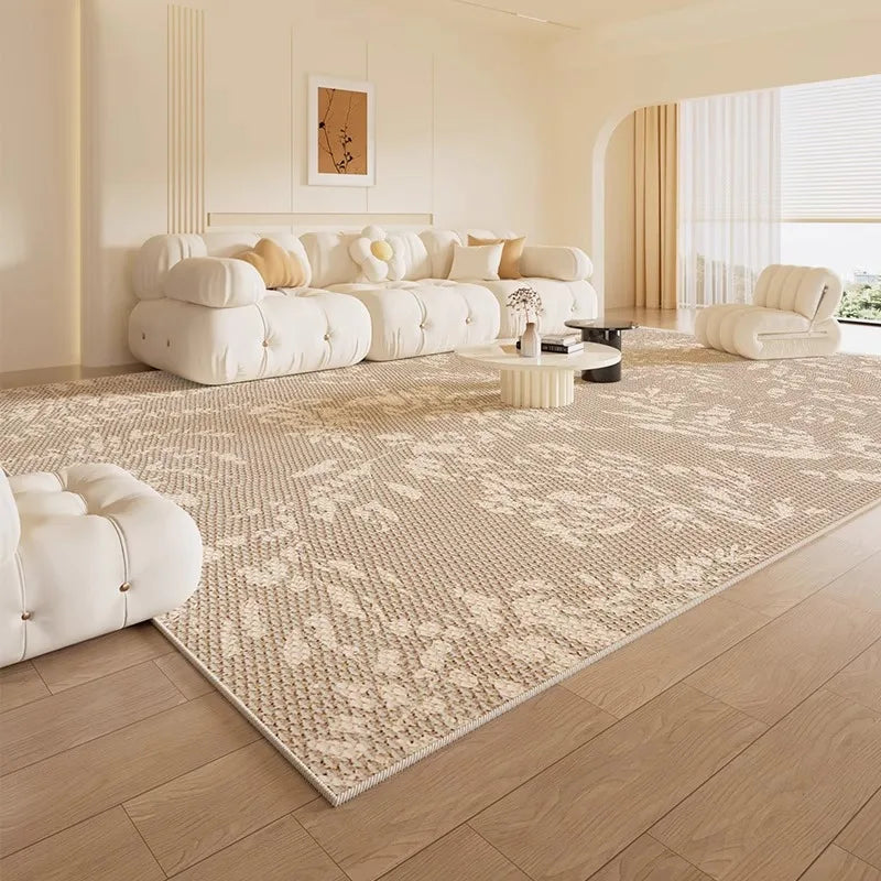 Tapis salon crème doux minimaliste luxe