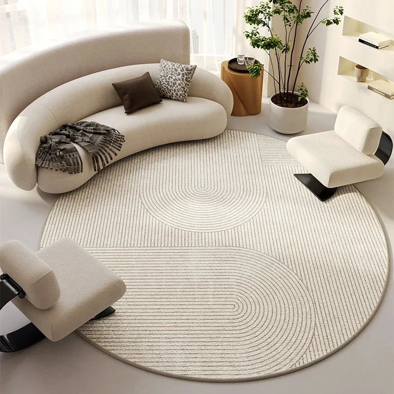 Tapis beige lignes minimaliste luxe