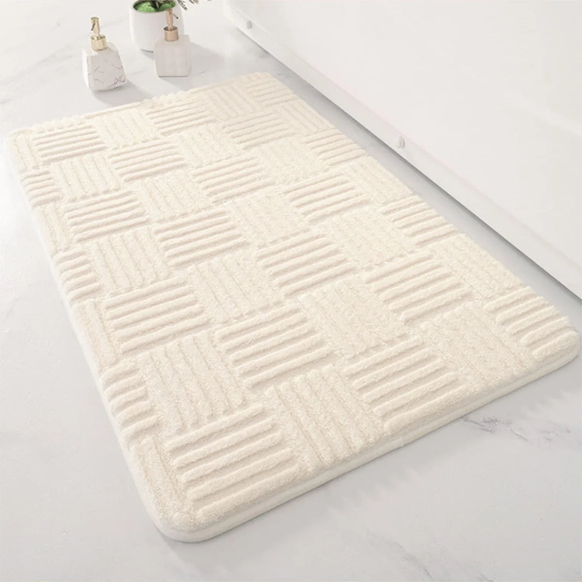 Tapis Salle de Bain Antidérapant Blanc