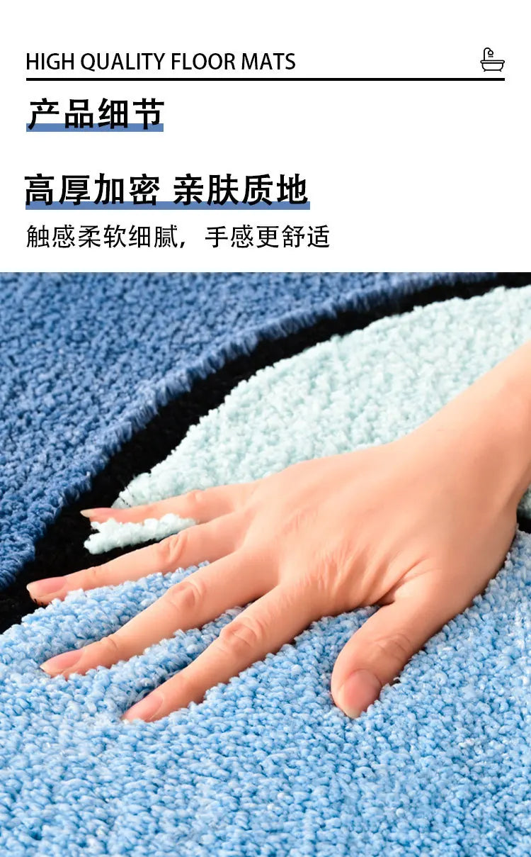 Tapis de Bain Microfibre Ultra-Doux - Bleu