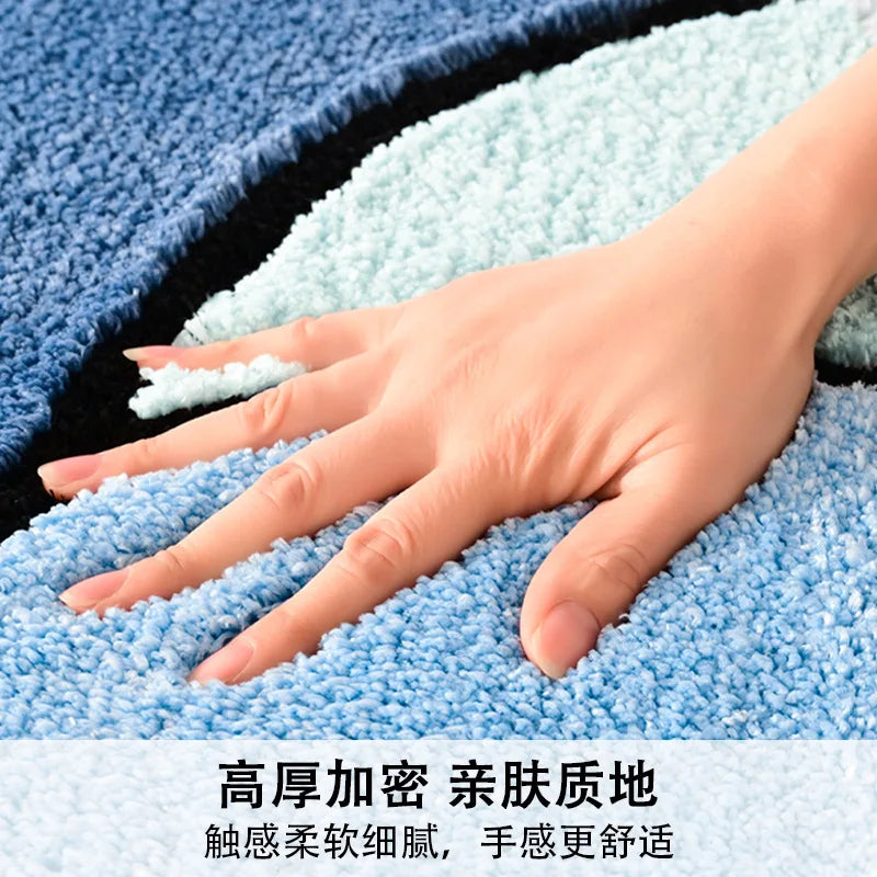Tapis de Bain Microfibre Ultra-Doux - Bleu