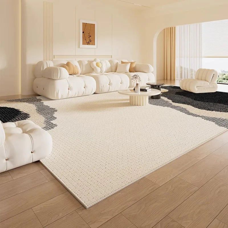Tapis salon crème doux minimaliste luxe