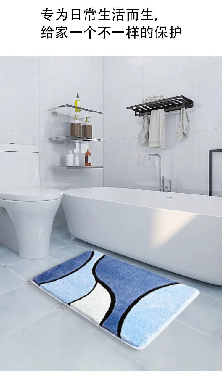 Tapis de Bain Microfibre Ultra-Doux - Bleu