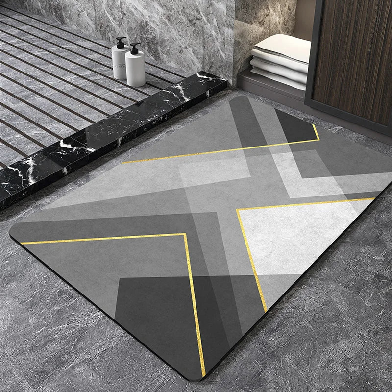 Nordic Geometric Diatomite Bath Mat Bathroom Super Absorbent Foot Mats Non Slip Quick Dry Toilet Shower Toilet Room Rugs Doormat