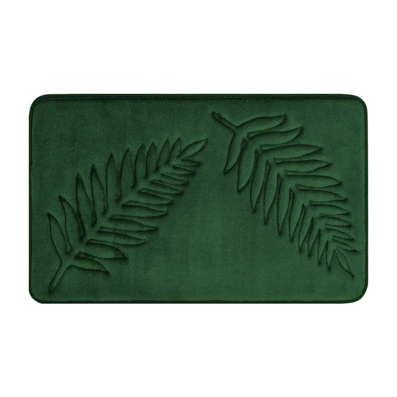 Polyester Soft Bathroom Mat with Embossed Leaves, Anti Slip and Absorbent Carpet, Suitable for Bathroom, Bedroom, Living Room
