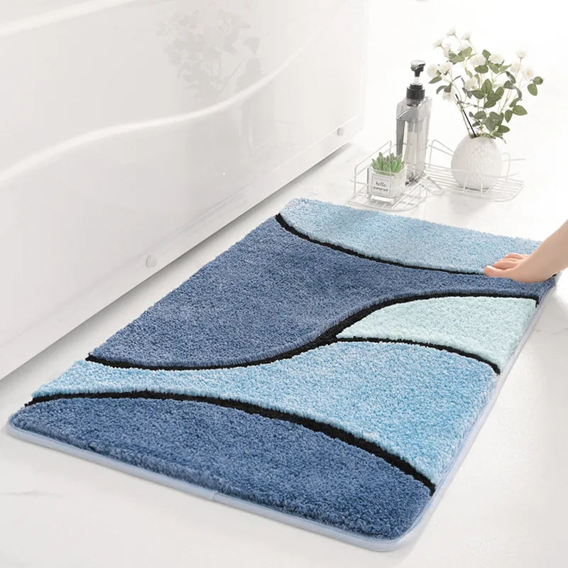 Tapis de Bain Microfibre Ultra-Doux - Bleu